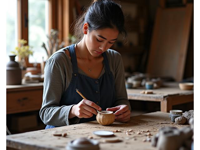 Artisan au travail, façonnant une pièce unique avec concentration et savoir-faire